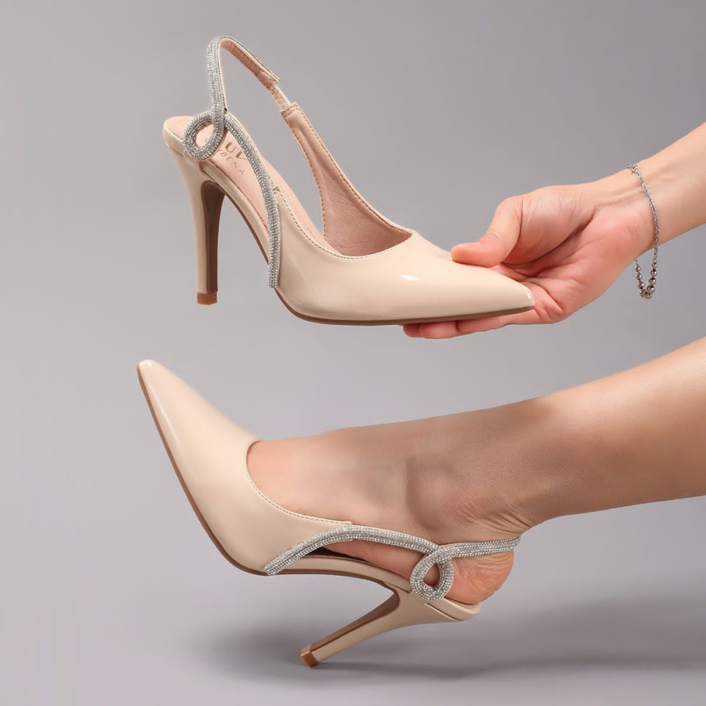 Aurora Crystal-Embellished Patent Slingback Pumps